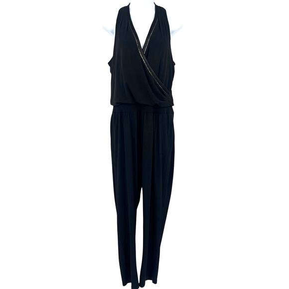 WHBM Satin Jumper Sz 8 Glam Metallic Trim Mob Wife Sleeveless Cocktail Date Vamp - Picture 1 of 12
